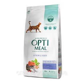 Сухий корм для стерилізованих котів OptiMeal Sterilised із лососем 10 кг B1832501
