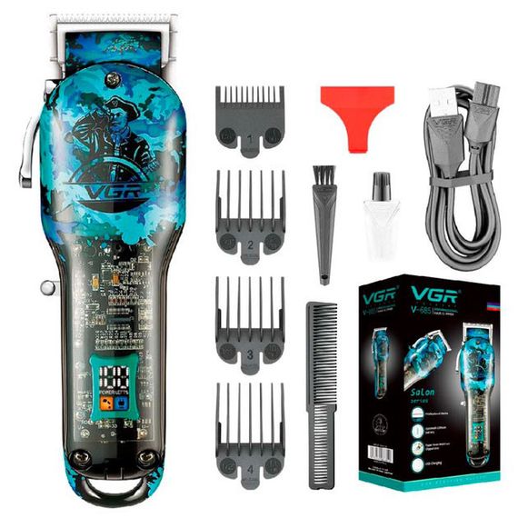 Аккумуляторная машинка для стрижки VGR V-685, 4 насадки UH-78