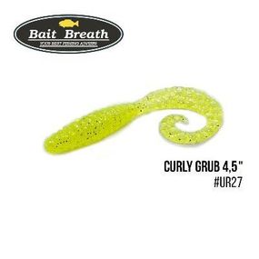 Силіконова приманка, Їстівний силікон Bait Breath Curly Grub 4,5" (8шт) (Ur27 Chartreuse/silver)