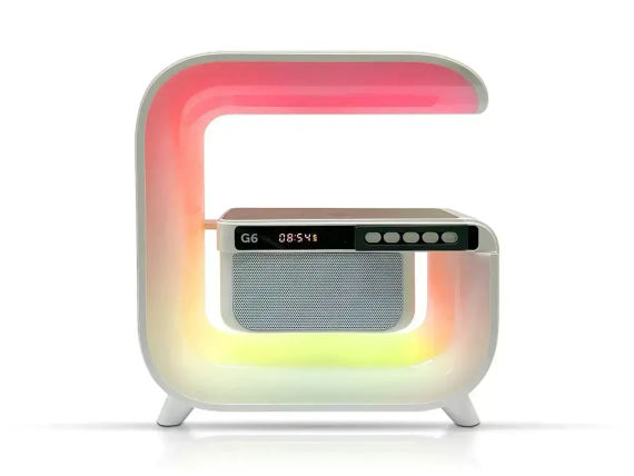Настільний смарт-светр-нічник G-Smart G6 Лампа-нічник з годинником Bluetooth-колонкою й бездротовою зарядкою | Зображення 4