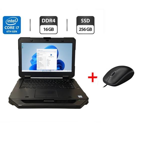Захищений ноутбук Dell Latitude 5414 Rugged / 14" (1366x768) TN / Intel Core i7-6600U (2 (4) ядра по 2.6 - 3.4 GHz) / 16 GB DDR4 / 256 GB SSD / Intel HD Graphics 520 / Fingerprint б/в + Подарунок Дротова миша / USB