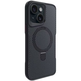 TPU+PC чехол Metal Buttons with MagSafe Carbon Ring для Apple iPhone 14 / 13 (6.1") Черный