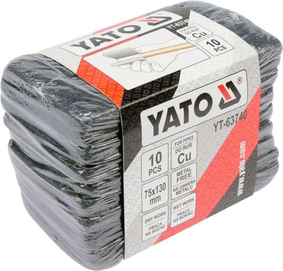 Набір губка абразивна для мідних труб 75х130 10 штук YATO YT-63740 | Зображення 5