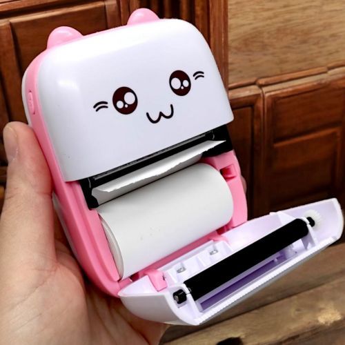 Термопринтер "Котик", Bluetooth, USB-кабель, термопапір,1 рулон (біло-рожевий) | Зображення 1