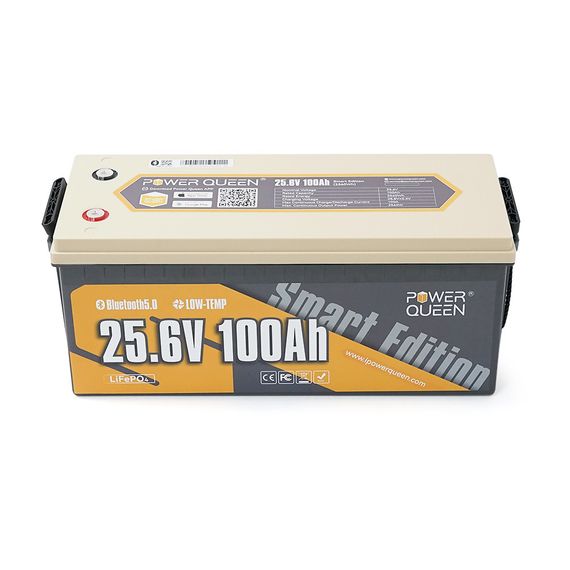 Акумуляторна батарея LiFePO4 Power Queen 25.6V 100Ah BT, 2560Wh, BMS 100A, 532*207*215мм | Зображення 1