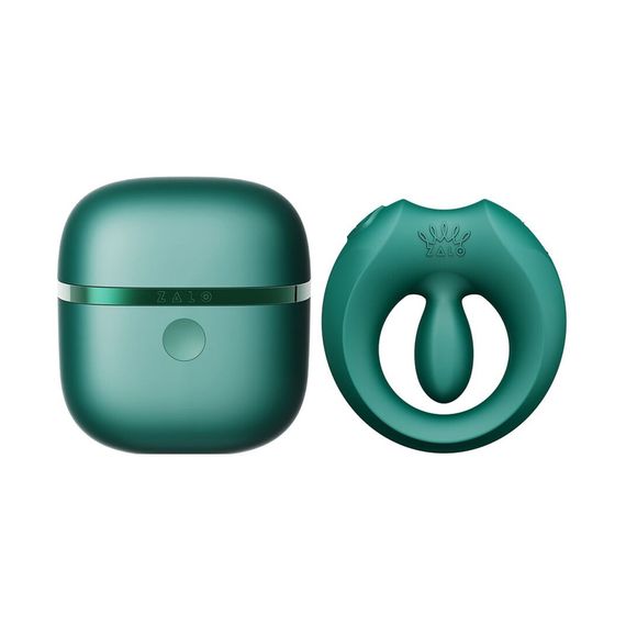 Ерекційне смарт-віброкільце Zalo Apis Turquoise Green, до 4 годин роботи, зарядний кейс | Зображення 1