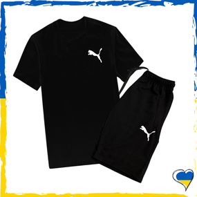 Комплект шорти Puma та футболка Пума. Комплект унісекс Чорний, XS/S