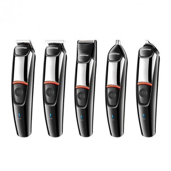 Машинка для стрижки 5в1 Geemy GM-853 стайлер, бритва, триммер на акумуляторі нержавіюча сталь 6 насадок | Зображення 4