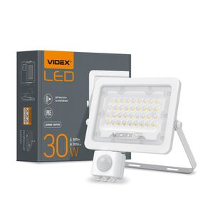Світлодіодний прожектор VIDEX F2e 30W 5000K з датчиком руху та освітленості