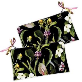 Косметичка жіноча Цветы на черном фоне 20х12 см (K_ILI004)