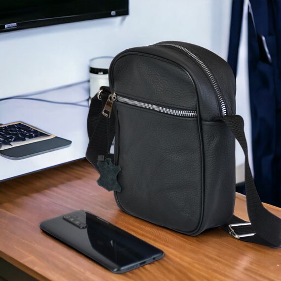 Практична сумка-месенджер, Легка сумка-месенджер, Сумка чоловіча чорна вертикальна щоденна AP-44 | Зображення 5