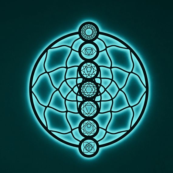 Панно декоративное картина на стену Чакры круглое LED подсветка 16 цветов телефон 800х922 acr-p000254 | Зображення 2