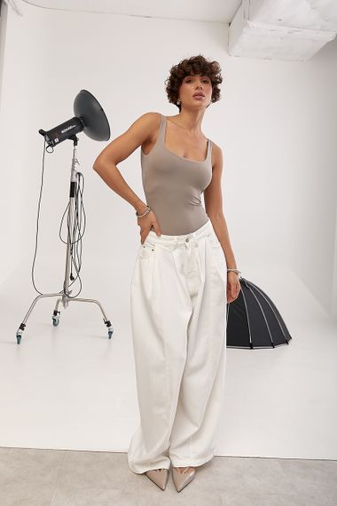 Еластичне боді з відкритою спиною - кавовий цвет, S (є розміри) | Зображення 2