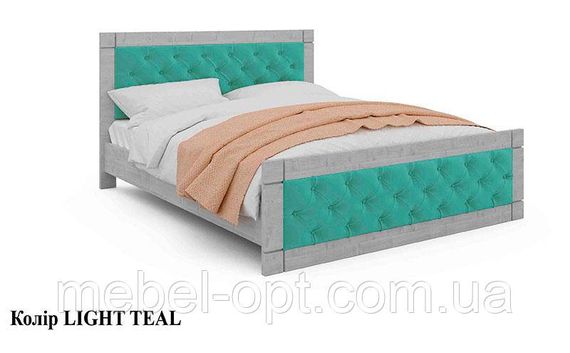 Ліжко двоспальне Natali 160x200 см Біле дерево/велюр Light Teal (м'ятний бірюзовий) вибір кольору оббивки | Зображення 1
