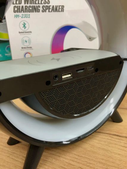Умный светильник/ Ночник c беспроводной зарядкой для телефона/Bluetooth-колонка | Зображення 9