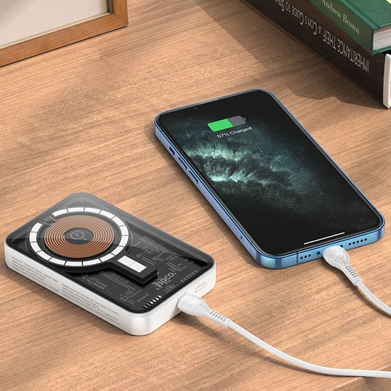 Портативний ЗП Power Bank Hoco Q10A Transparent PD20W з БЗП 10000 mAh White | Зображення 7