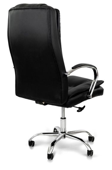 Офисное кресло Директ черная экокожа с подлокотниками, хромированный каркас с колесиками | Зображення 4