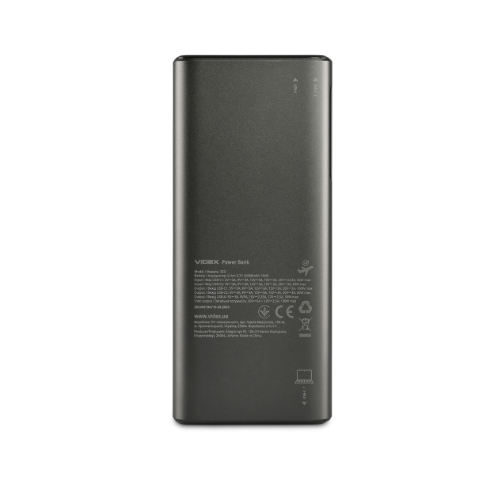 Павербанк 20000 mAh Videx VPB-323 100W PD LED дисплей чорний | Зображення 3