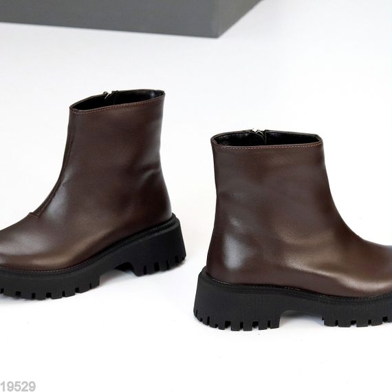 Практичні універсальні шкіряні черевики на флісі колір Шоколад | Зображення 3