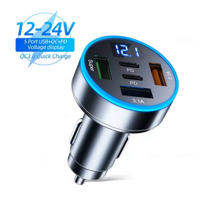 Автомобільний зарядний пристрій 250 W 5 портів PD QC3.0 USB-C