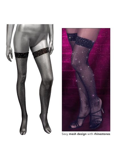 Панчохи в дрібну сітку зі стразами CalExotics, чорний sexstyle