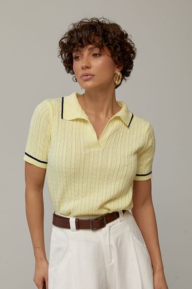 В'язане поло в косичку - лимонний цвет, ONE SIZE (є розміри) | Зображення 4