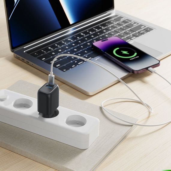 Сетевая зарядка Proove Silicone Power Plus 30W (Type-C+USB), Черный | Зображення 6