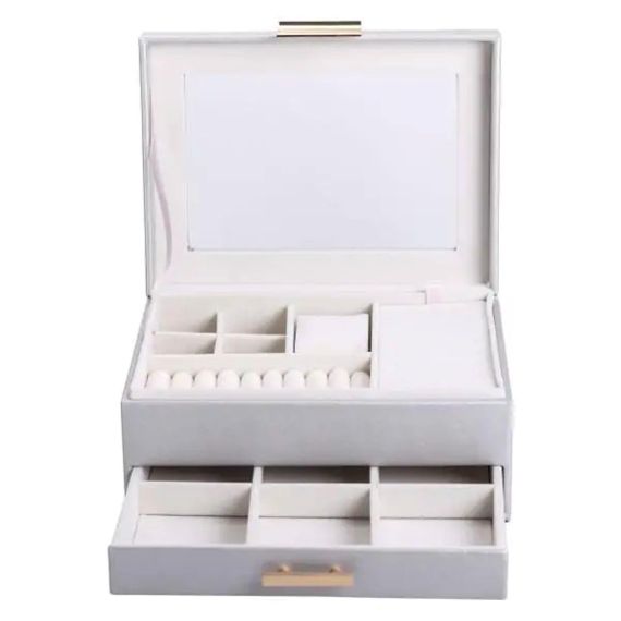 Скринька для прикрас з еко шкіри 2 яруси органайзер для ювелірних виробів HP-5-36G | Зображення 5