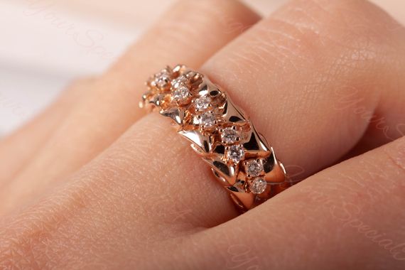 Кольцо из красного золота с фианитами 16 | Зображення 8