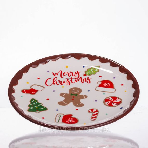 Новогодняя тарелка из фарфора Merry Christmas Ø21 см CR-1-40 | Зображення 1