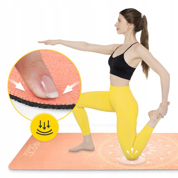 Килимок (мат) спортивний 4FIZJO замша 183 x 61 x 0.15 см для йоги та фітнесу Orange (P-5905973404402) | Зображення 8