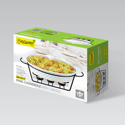 Марміт овальний 2,3л 37,5см кераміка скляна кришка + метал.підставка MR-11559-74 Maestro | Зображення 3