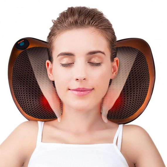 Масажер подушка з вібрацією для дому та машини Massage Pillow UKC QY-8028 з підігрівом для спини | Зображення 4