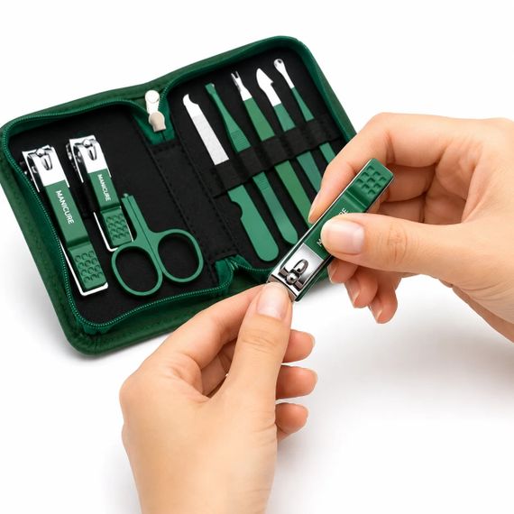 Маникюрный набор AND ES-09A 9 предметов • Маникюрно-педикюрный набор 9PCS Nail Clipper из нержавеющей стали в дорожном футляре | Зображення 2
