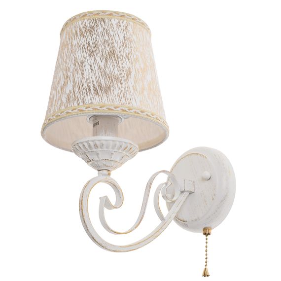 Бра настенное накладное прованс с абажуром BKL-663W/1 E14 WH+G