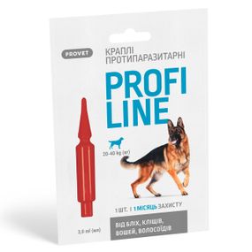 Капли на холку "Профилайн" для собак 20кг-40кг (1 пипетка*3,0мл) инсектоакарицид