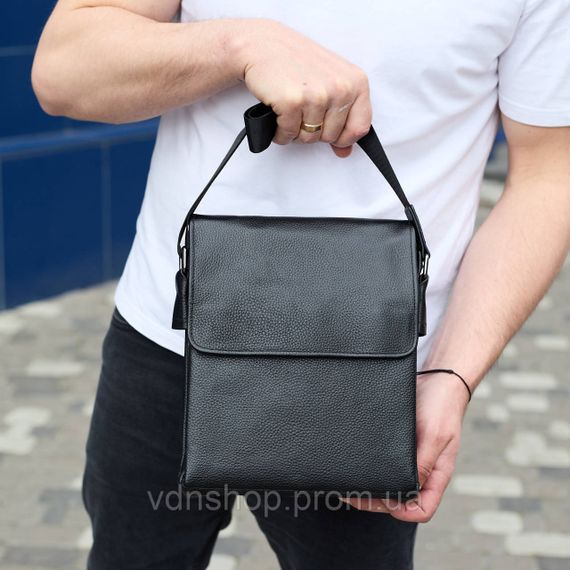 Сумка месенджер 21.5x25x7 шкіряна барсетка для чоловіків Tiding Bag 35775 чорна | Зображення 7