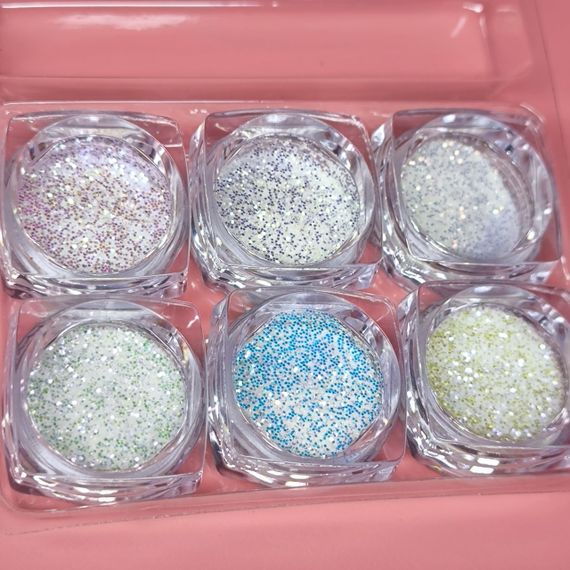 Набір глітеру для дизайну нігтів №20 (6 баночок)