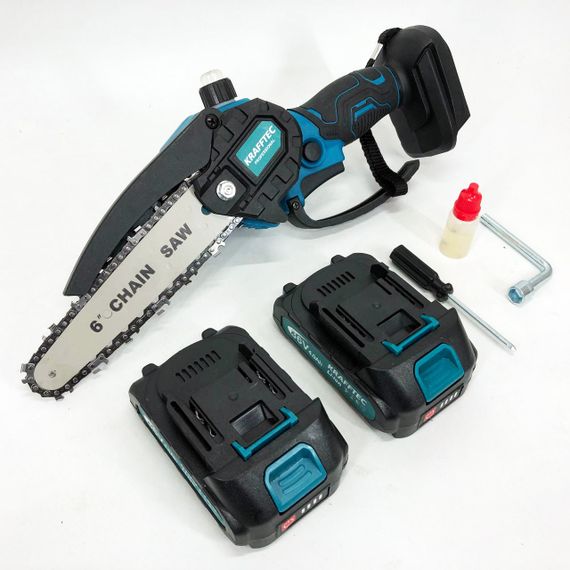 Аккумуляторная цепная мини пила 15 см в кейсе Krafftec (36V 4 Ач) + 2 аккумулятор и индикатором заряда | Зображення 1