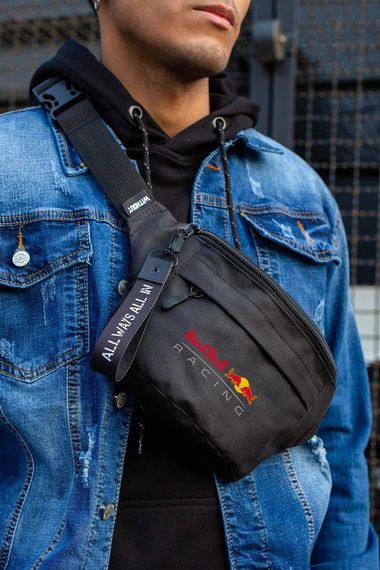 Сумка бананка барсетка через плече Without з принтом RedBull Black