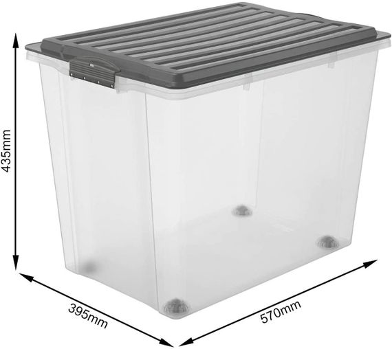 Контейнер для хранения пластиковый на колесиках с крышкой Rotho (Рото) Compact A3 70 л (11649) Серый | Зображення 3
