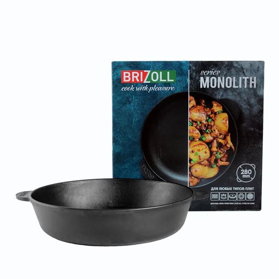 Сковорода-смаження чавунна Brizoll Monolith 28 см M2860U для смаження та тушкування | Зображення 2
