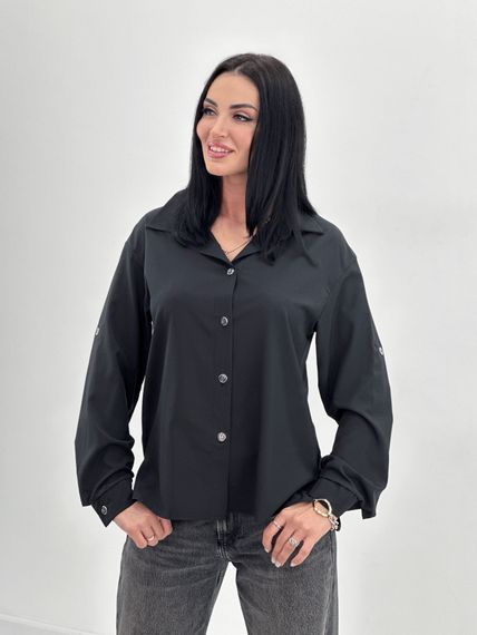 Женская легкая блуза с подворачиваевым рукавом GF4213 цвет черный, размер 42/44 | Зображення 1