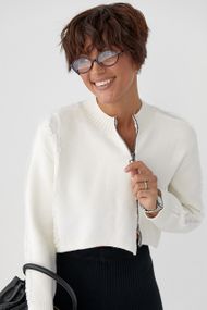 В'язаний кардиган з бічною блискавкою - молочний цвет, ONE SIZE (є розміри)