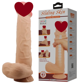 Фаллоимитатор на присоске, с хребтом и эффектом скользящей кожи LyBaile - Sliding Skin 10,2” Flesh, sexstyle
