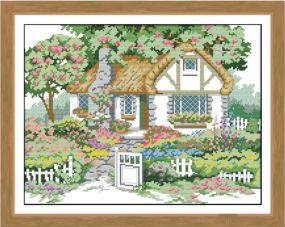 Набор для вышивания по нанесённой на канву схеме  "Spring garden". AIDA 14CT printed 41*32 см