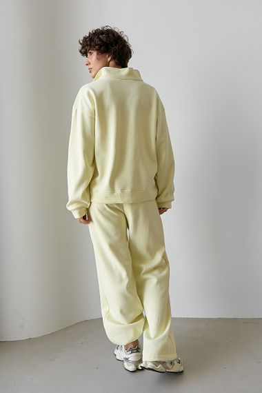 Теплий костюм з прямими штанами та світшотом на блискавці - лимонний цвет, ONE SIZE (є розміри) | Зображення 1