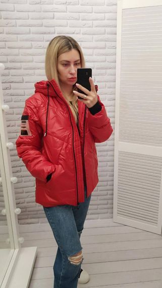 Утеплена куртка, арт.417, червоний