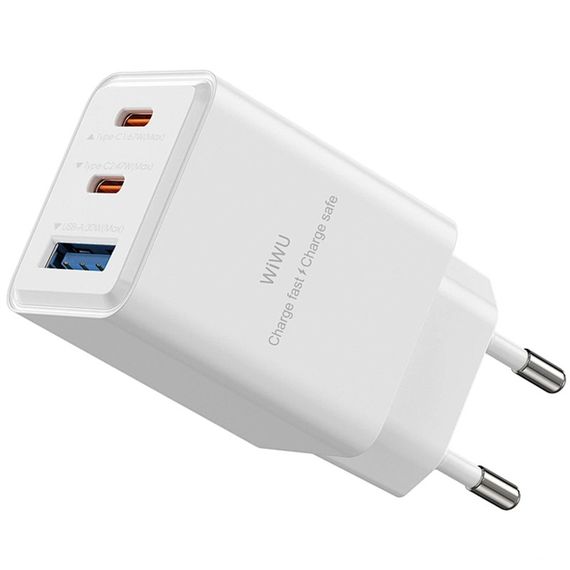 СЗУ WIWU G026 Cube PD67W+QC3.0 GaN (1USB-A/2C) White | Зображення 2