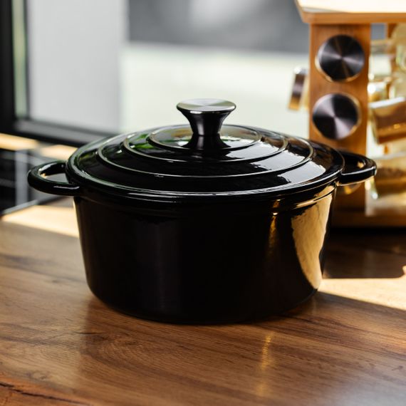 Каструля чавунна емальована 4 л, чорний Yiwu HP-FLG-1 BLACK | Зображення 1